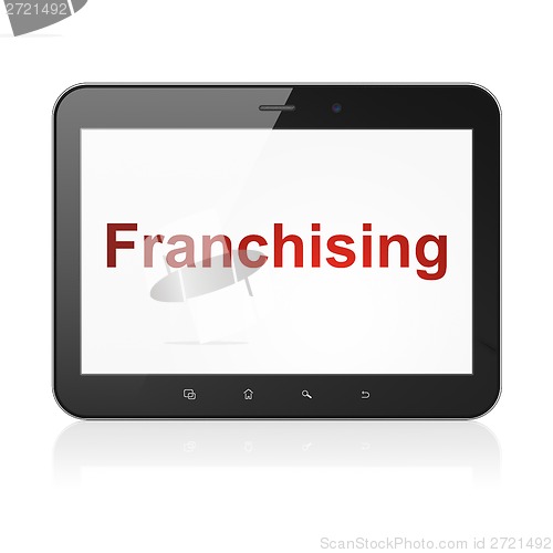 Image of Business concept: Franchising on tablet pc computer