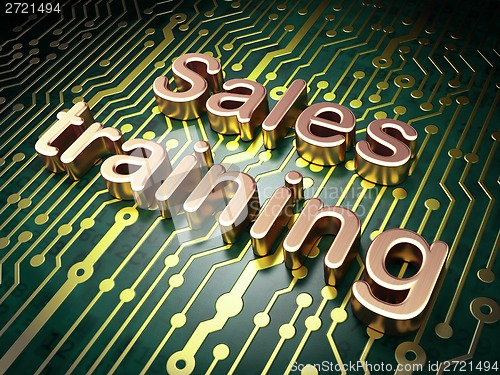 Image of Marketing concept: Sales Training on circuit board background