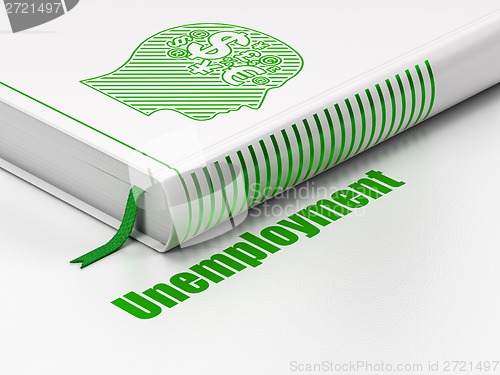 Image of Business concept: book Head With Finance Symbol, Unemployment on white background