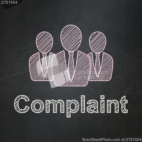 Image of Law concept: Business People and Complaint on chalkboard background