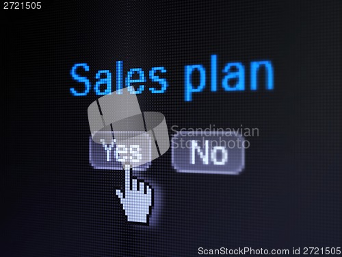Image of Advertising concept: Sales Plan on digital computer screen