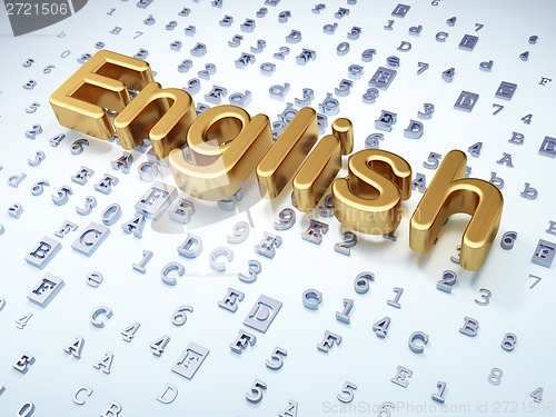 Image of Education concept: Golden English on digital background