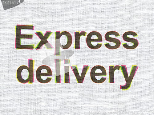 Image of Finance concept: Express Delivery on fabric texture background