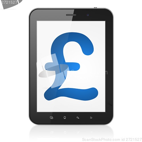 Image of Currency concept: Pound on tablet pc computer