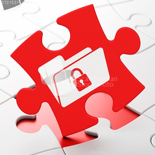 Image of Business concept: Folder With Lock on puzzle background