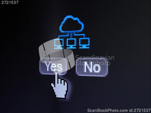 Image of Cloud computing concept: Cloud Network on digital computer screen