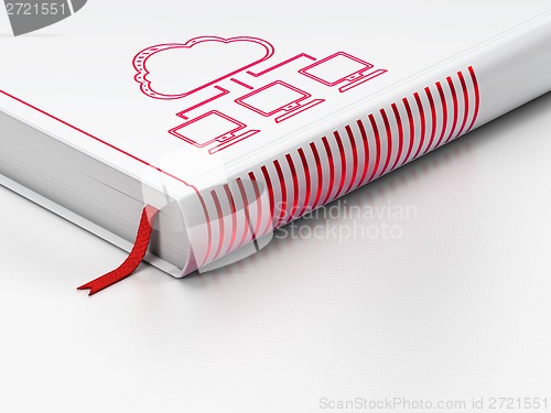 Image of Cloud computing concept: closed book, Cloud Network on white background