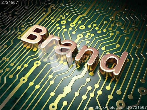 Image of Marketing concept: Brand on circuit board background