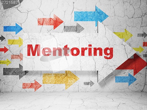 Image of Education concept: arrow with Mentoring on grunge wall background
