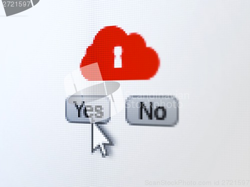 Image of Cloud networking concept: Cloud With Keyhole on digital computer screen