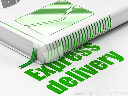 Image of Finance concept: book Email, Express Delivery on white background