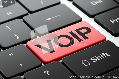 Image of Web design concept: VOIP on computer keyboard background