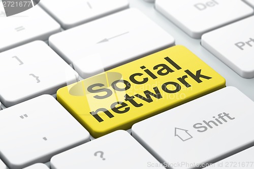 Image of Social network concept: Social Network on computer keyboard background