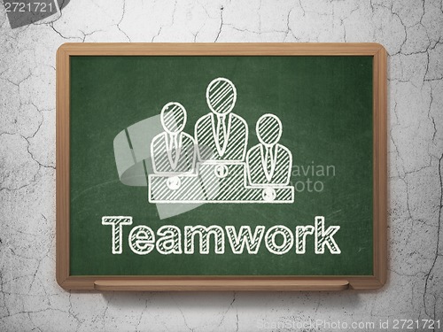 Image of Finance concept: Business Team and Teamwork on chalkboard background