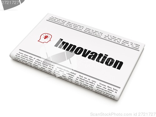 Image of Finance concept: newspaper with Innovation and Head With Lightbulb