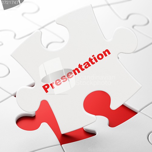 Image of Advertising concept: Presentation on puzzle background