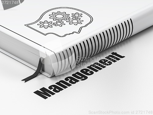 Image of Finance concept: book Head With Gears, Management on white background