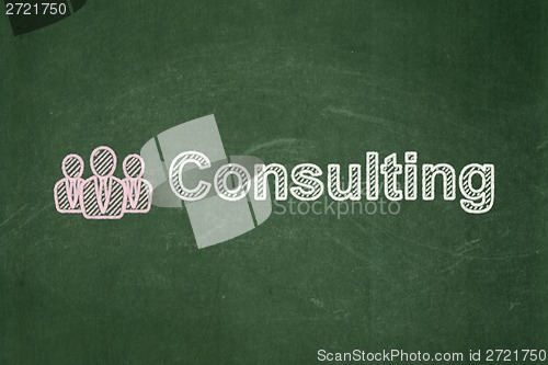 Image of Finance concept: Business People and Consulting on chalkboard background