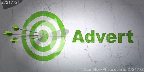 Image of Advertising concept: target and Advert on wall background
