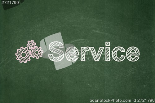 Image of Finance concept: Gears and Service on chalkboard background