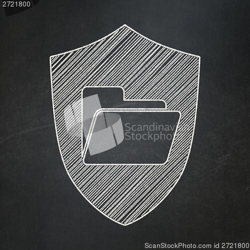 Image of Business concept: Folder With Shield on chalkboard background