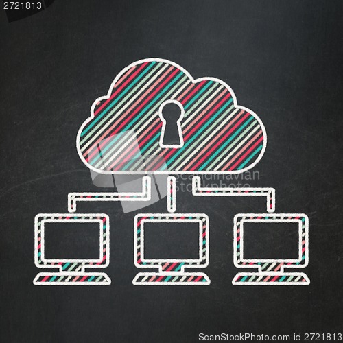 Image of Cloud computing concept: Cloud Network on chalkboard background