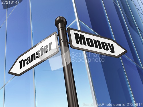 Image of Finance concept: sign Money Transfer on Building background