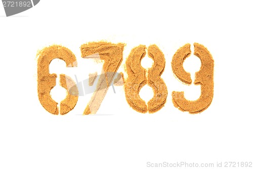 Image of alphabet and numbers from the sand 