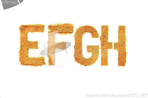 Image of alphabet and numbers from the sand 