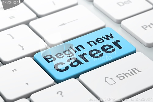 Image of Business concept: Begin New Career on computer keyboard background