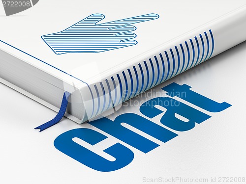 Image of Web development concept: book Mouse Cursor, Chat on white background