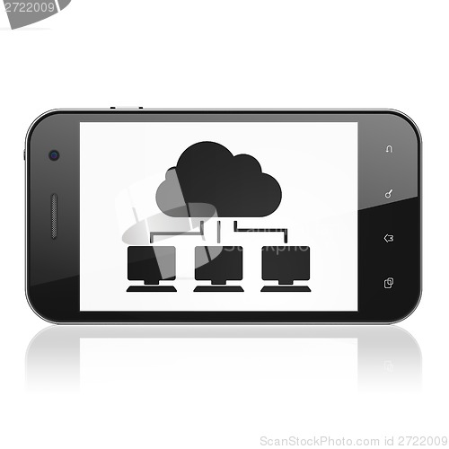 Image of Cloud networking concept: Cloud Network on smartphone