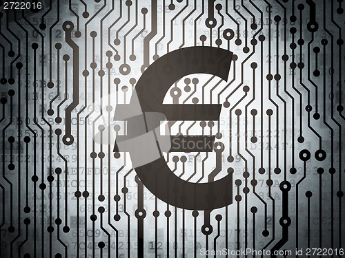 Image of Currency concept: circuit board with Euro