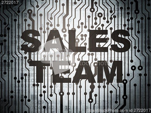 Image of Advertising concept: circuit board with Sales Team