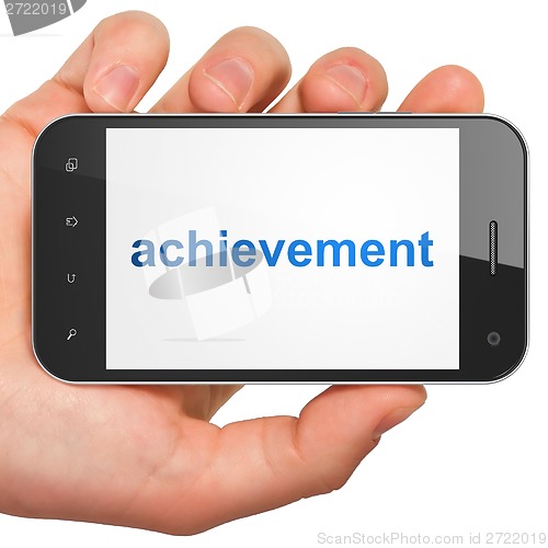 Image of Education concept: Achievement on smartphone