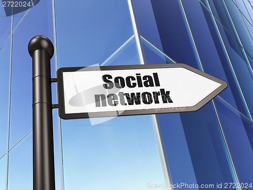 Image of Social network concept: sign Social Network on Building background