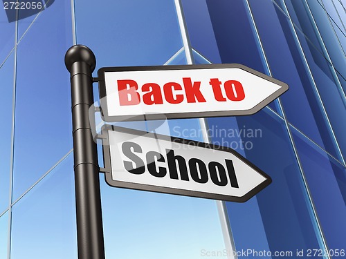 Image of Education concept: sign Back to School on Building background