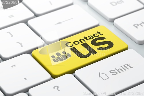 Image of Advertising concept: Business People and Contact Us on computer keyboard background