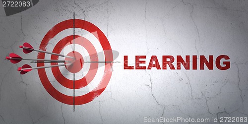 Image of Education concept: target and Learning on wall background