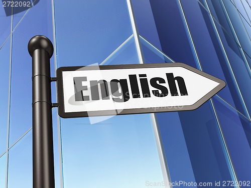 Image of Education concept: sign English on Building background