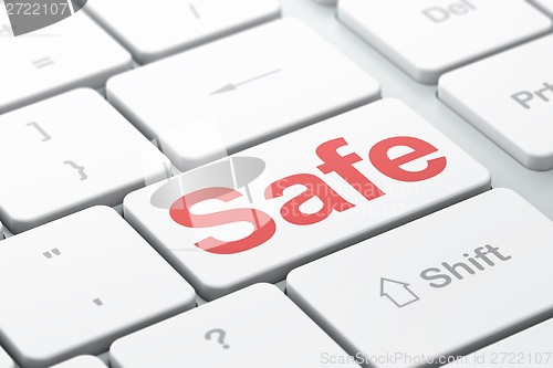 Image of Privacy concept: Safe on computer keyboard background