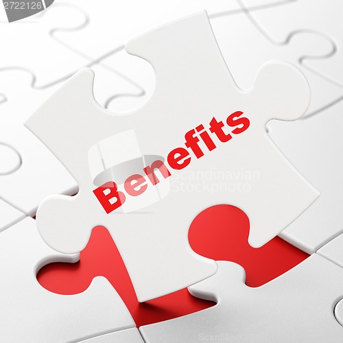 Image of Business concept: Benefits on puzzle background