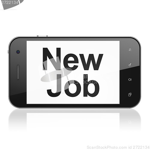 Image of Finance concept: New Job on smartphone