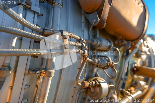 Image of Jet engine of a fighter plane closeup