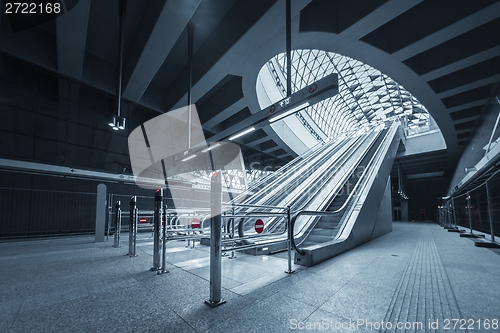 Image of Moving escalator in the business center