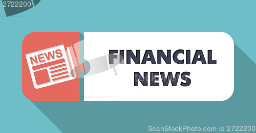 Image of Financial News Concept in Flat Design on Blue Background.