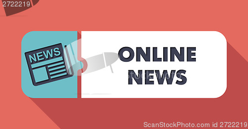 Image of Online News Concept in Flat Design on Scarlet Background.