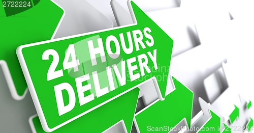 Image of Green Arrow with slogan - 24 hours Delivery.