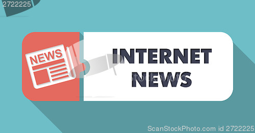 Image of Internet News Concept in Flat Design on Blue Background.