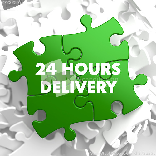 Image of Green Puzzle with slogan - 24 hours Delivery.